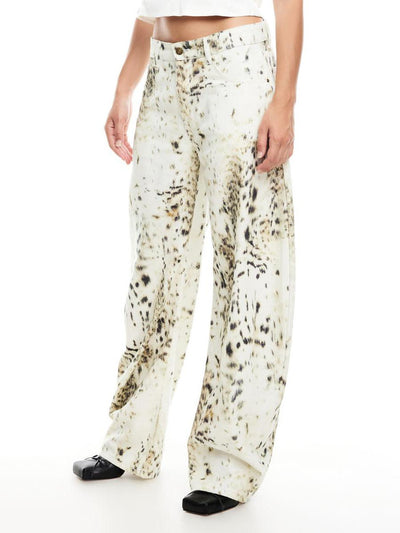 Loose-Fitting Horseshoe Print Jeans