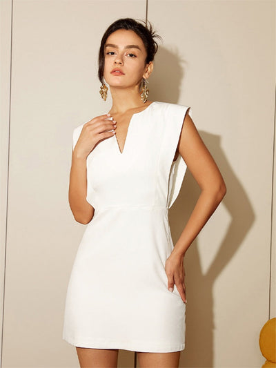 Professional Sleeveless V-Neck Mini Dress