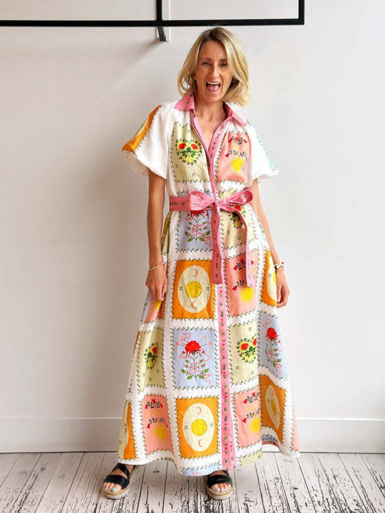 Tie Cardigan Linen Dress