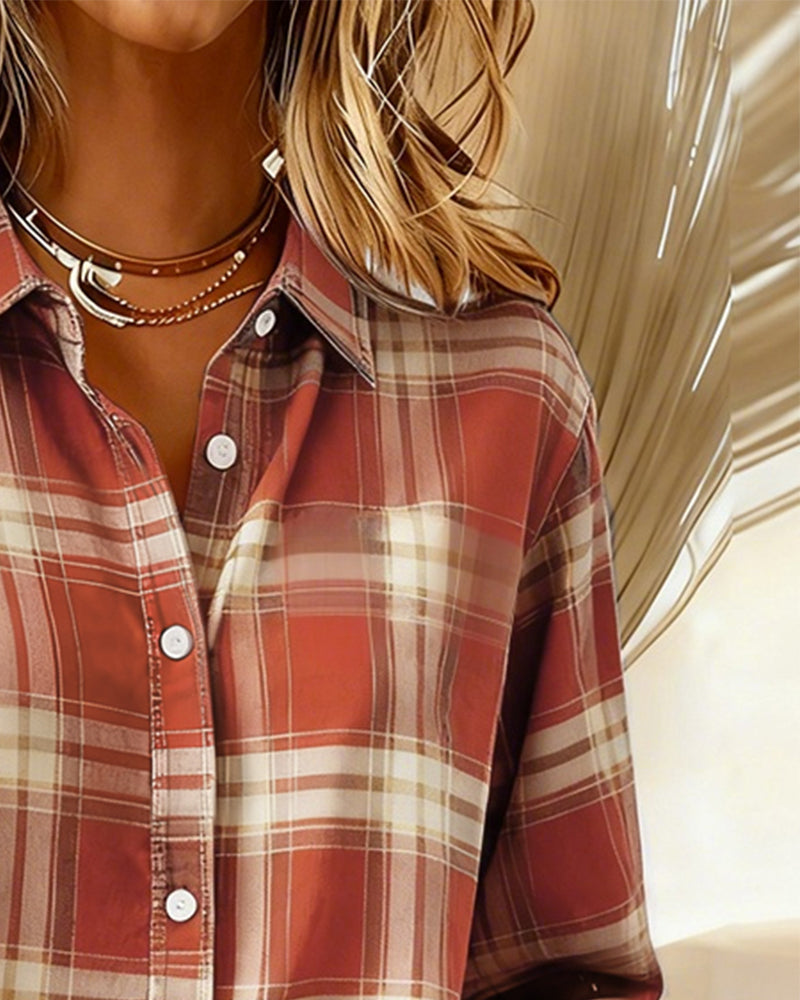 Stella® | Shirt with Check Pattern and Notched Collar