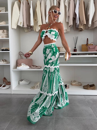 Printed Linen Sleeveless Set