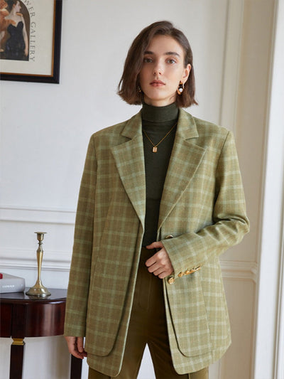 Vintage Green Checkered Blazer