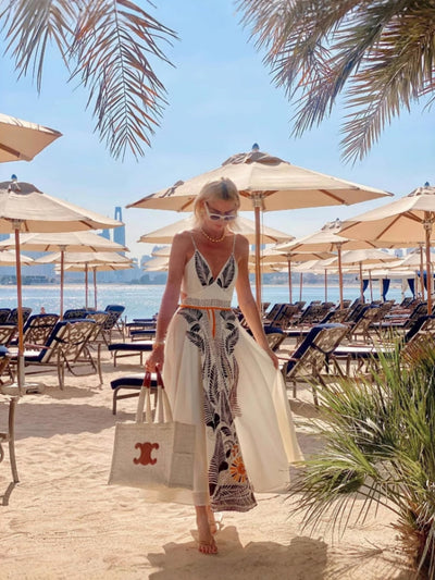 Backless Tie Elegant Print Dress