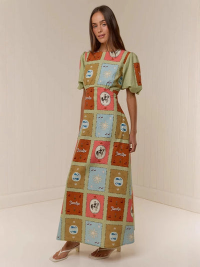 Linen Crewneck Waist Dress