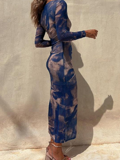 Sheer Print Bodycon Dress