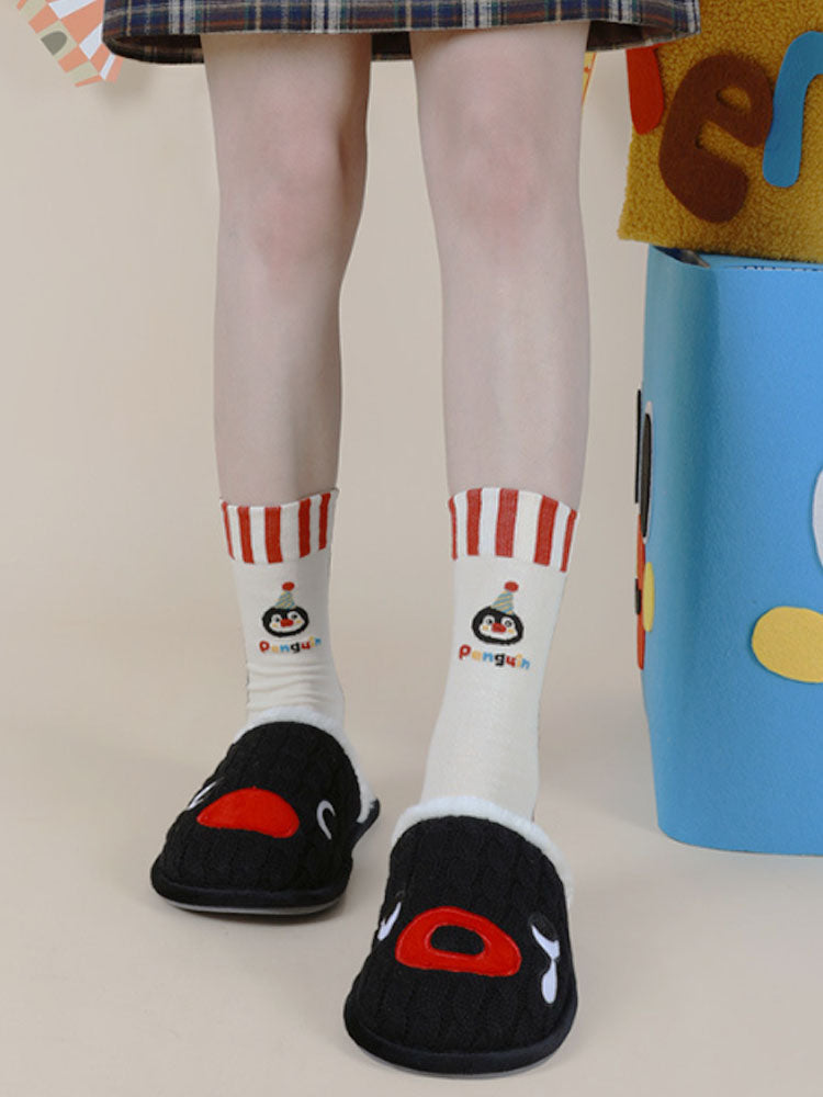Cartoon Penguin Striped Socks