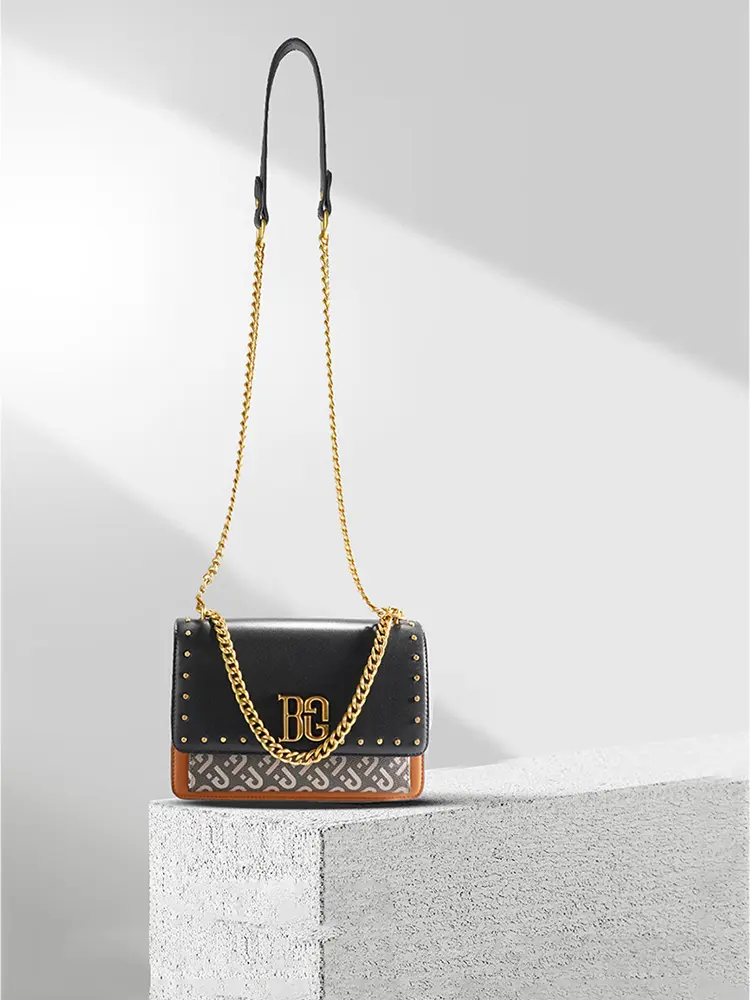 Vintage Studded Chain Crossbody Box Bag