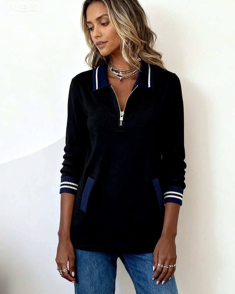 Stella® | Loose Sweatshirt with Lapel and Zipper