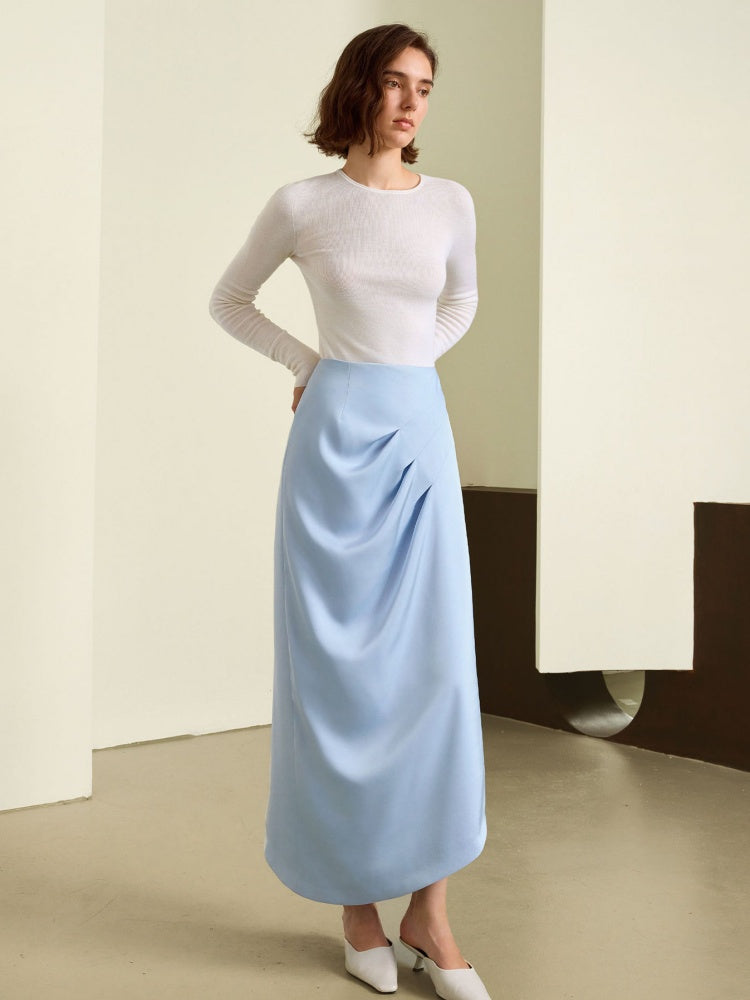 V-Neck Knot Blouse & Skirt Ensemble