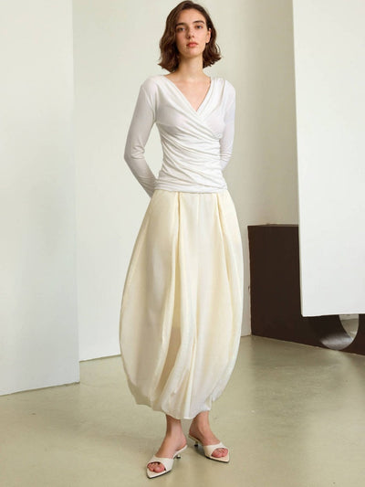 Designer Cloud Pleated Bloom Skirt