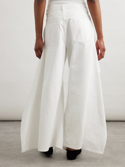 Ruffled Mid-Rise Wide-Leg Jeans