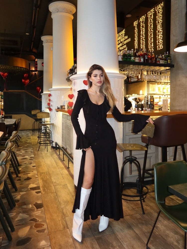 High-Waist Bodycon Slit Dress