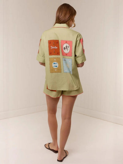 Linen Temperament Shirt&Shorts Set