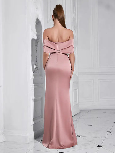 Elegant One-Shoulder Diamond-Detail Gown