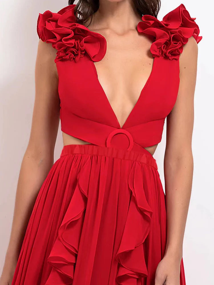 3D Floral Shoulder Embellished Cutout Swimsuit