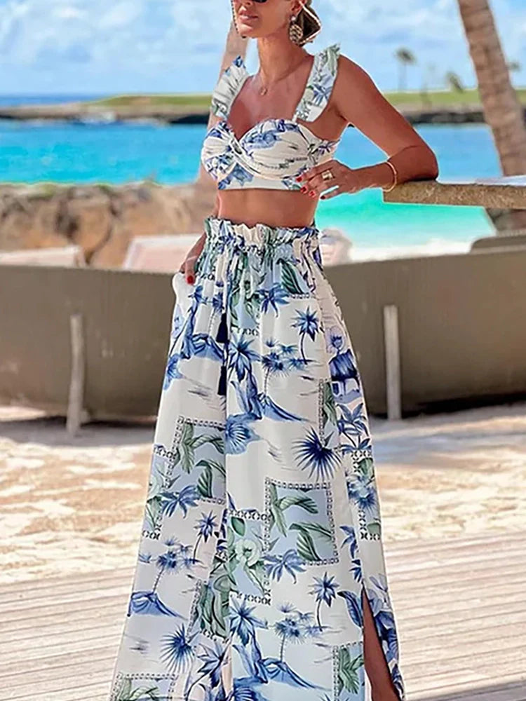 Tropical Print Two-Piece Bikini Set