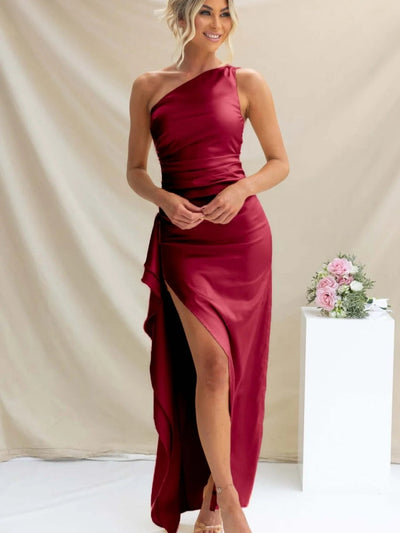 One-Shoulder Slit Evening Dress