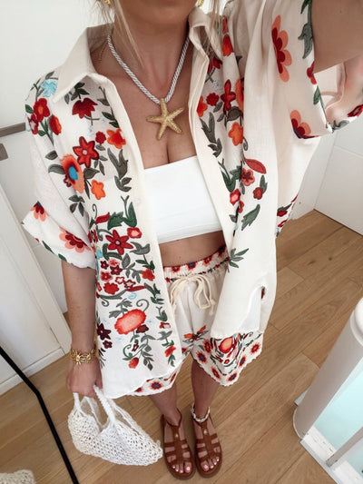 Bohemian Linen Shirt Set