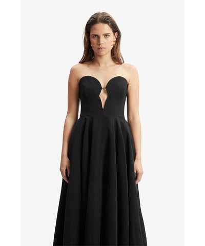 Elegant Retro Inspired Strapless Midi Dress