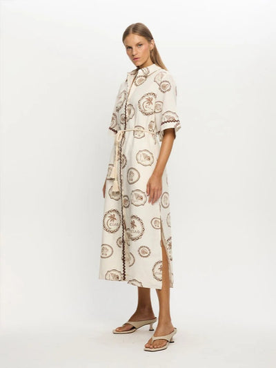 Shirt-Collar Short Sleeve Dress