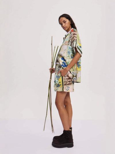 Printed Linen Shirt & Shorts Set