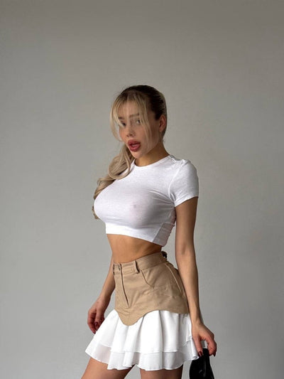 Sexy Paneled Mini Skirt