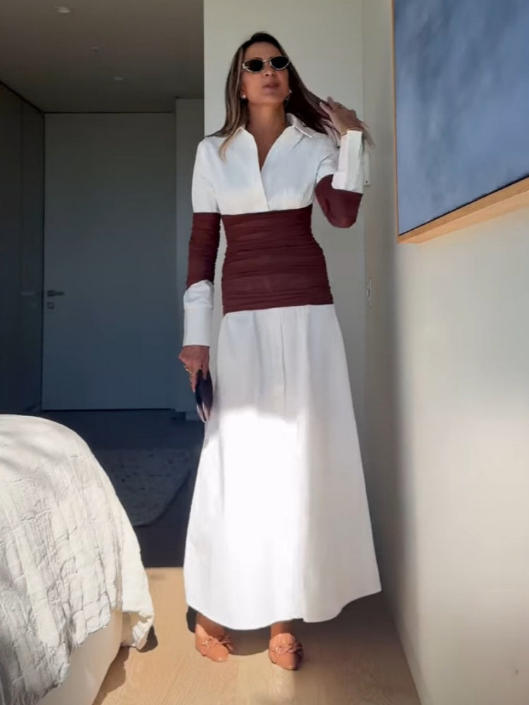 Color-Block Slit Shirt Dress