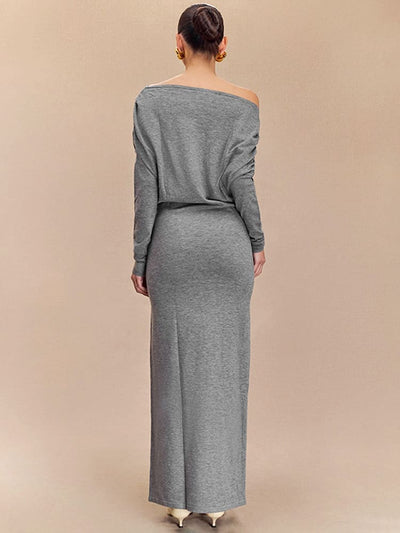 Asymmetric Neckline Maxi Dress