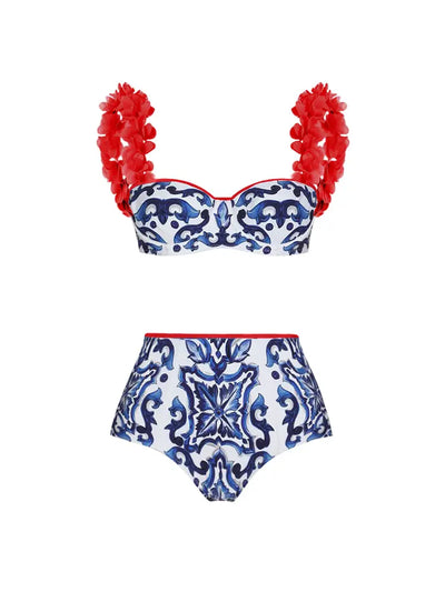 Reversible Contrast Bikini with Appliqué