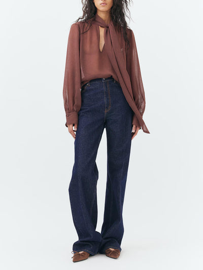 Tie-Neck Chiffon Blouse