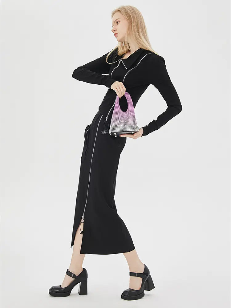 Full Rhinestone Mesh Evening Bucket Bag