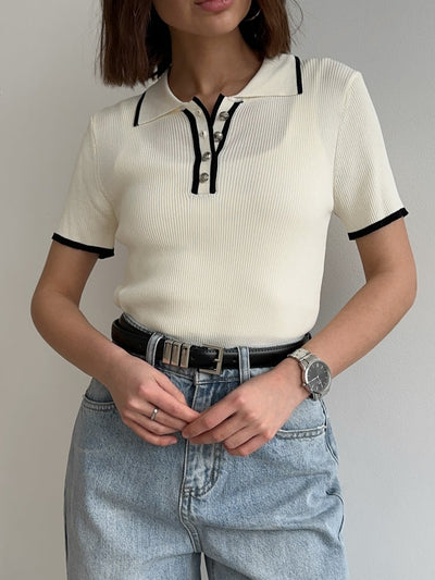 Contrast Trim Knit Top