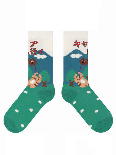 Cute Cartoon Kitty Pattern Cotton Socks