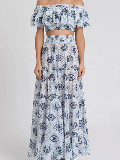 Ruffle Bandeau Evil Eye Bikini Set