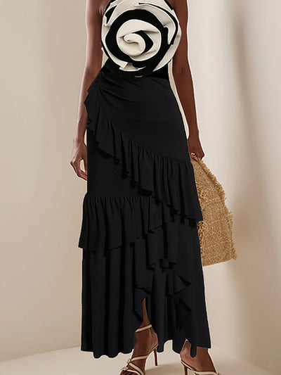 Black and White Floral Swimsuit Set