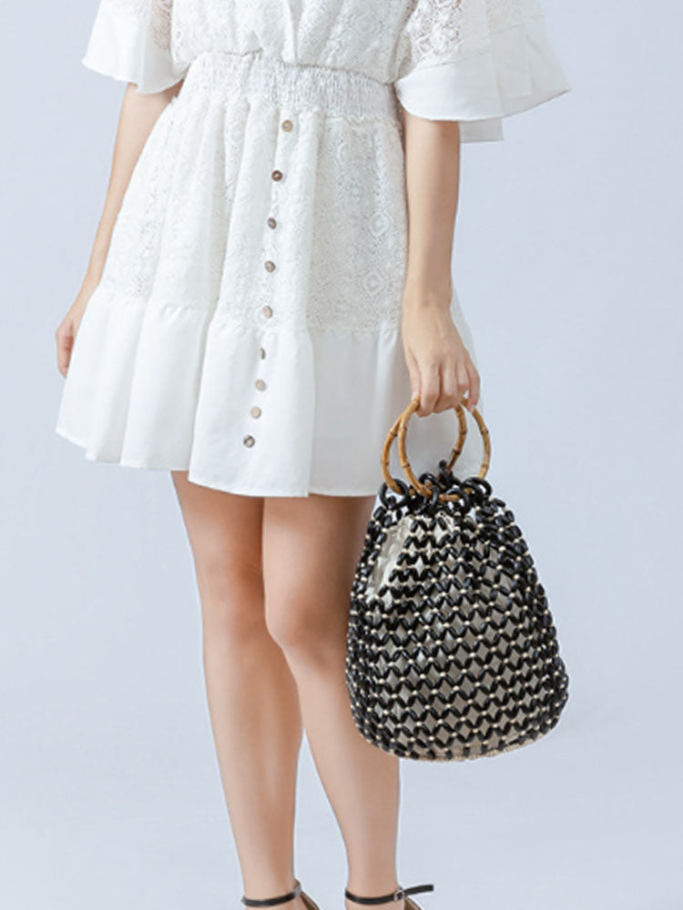 Handcrafted Wooden Bead Barrel Bag