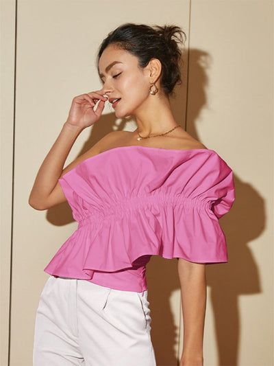 Temperament Ruffled Short-Sleeve Top