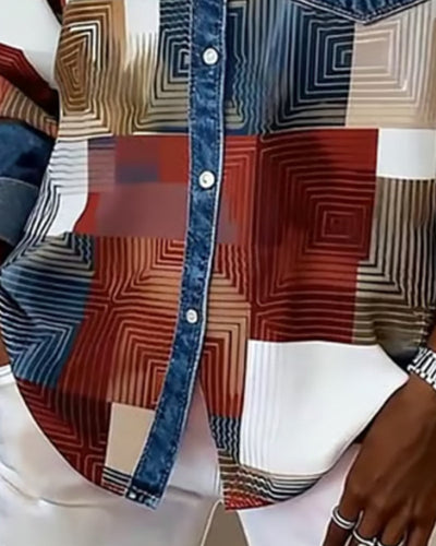 Stella® | Color Block Shirt Fashionable Collar