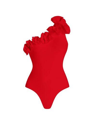 One-Shoulder 3D Floral Honeymoon Swimsuit