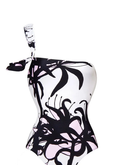 Chinese Ink Print One Piece Swimsuit Set