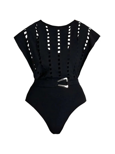 Sexy Cutout Swimsuit with Mini Skirt Set