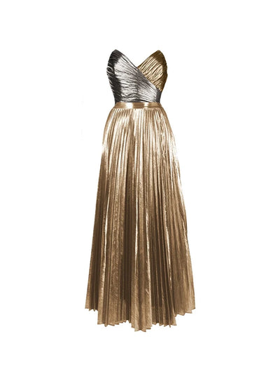 Cutout Gold Patchwork One-Piece Skirt Set