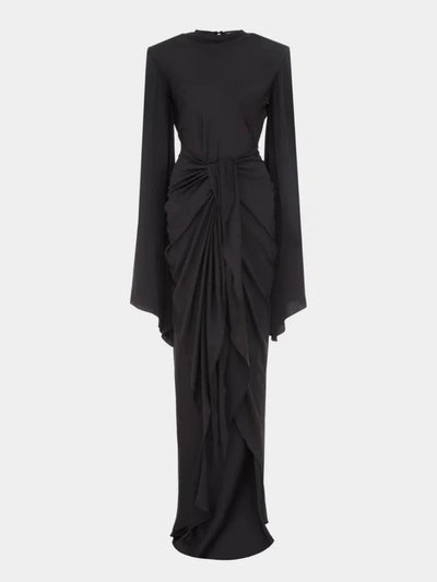 Gothic Style High Neck Dramatic Sleeves Maxi Dress