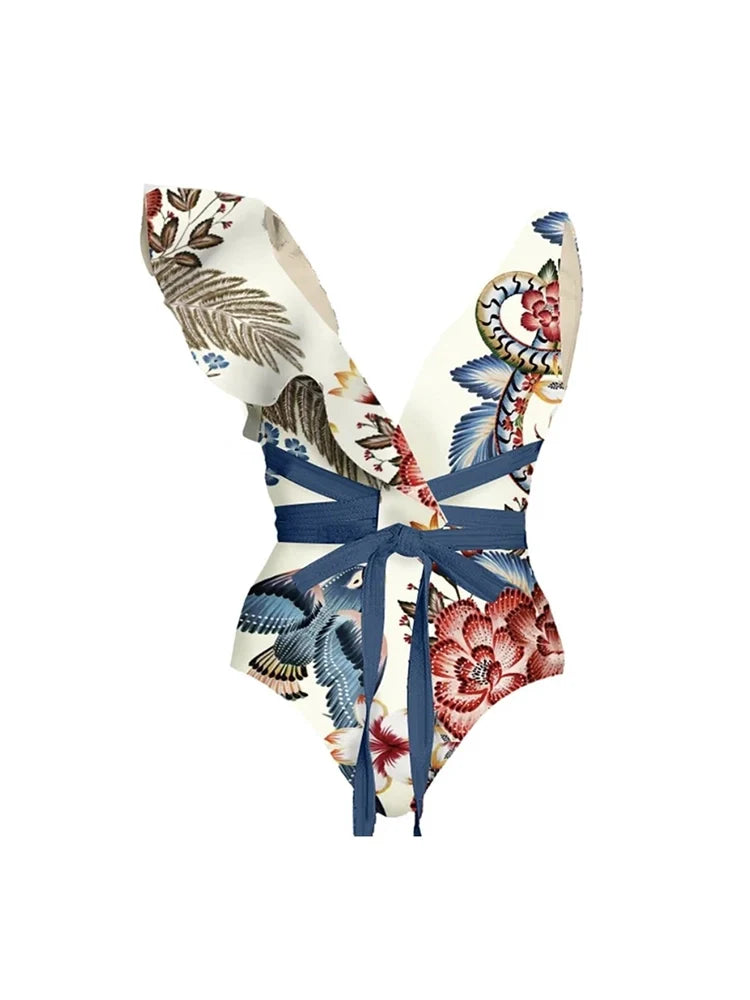 One-Shoulder Toucan Print Monokini