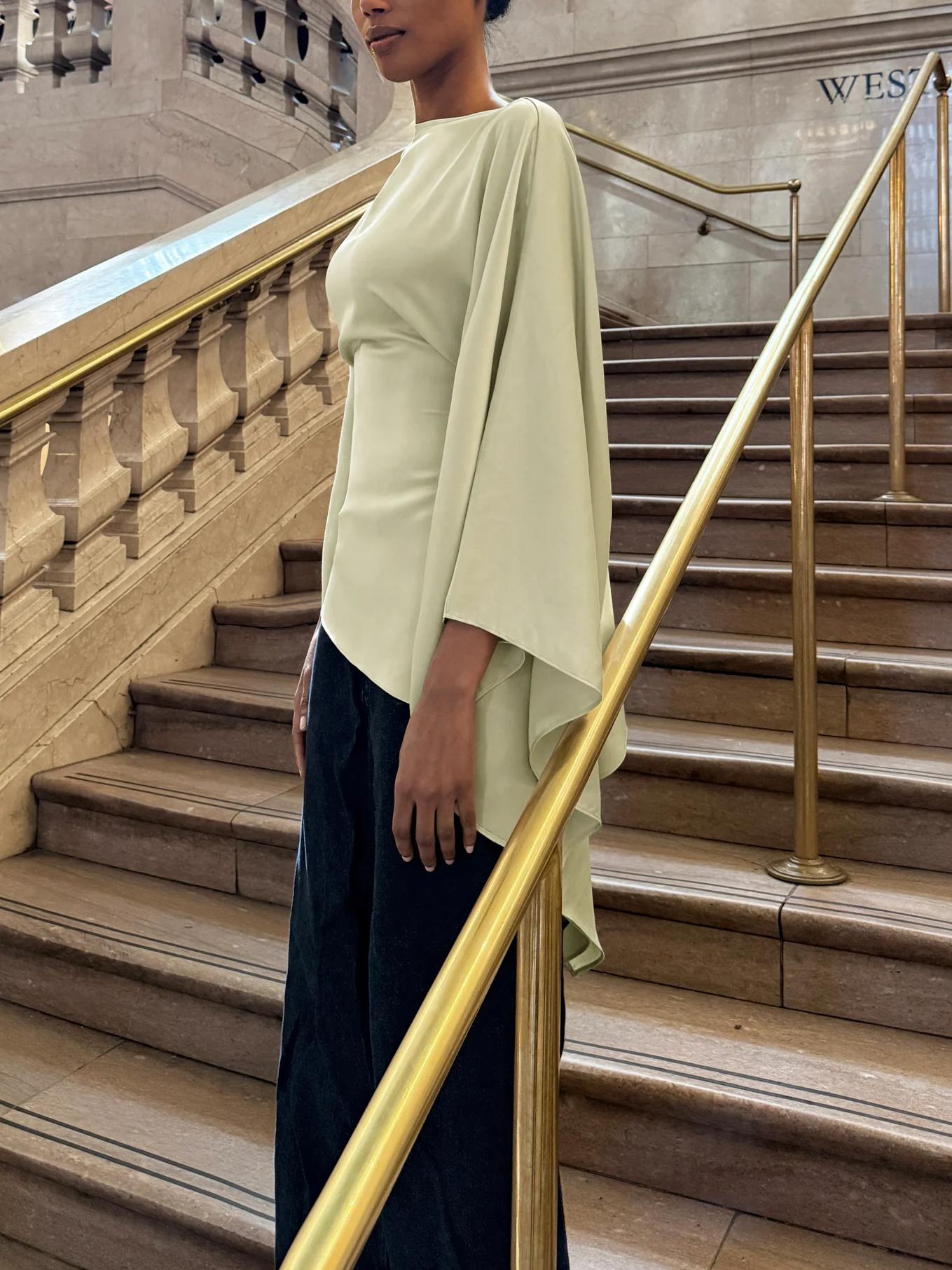 Asymmetrical Butterfly Top in Sage Green