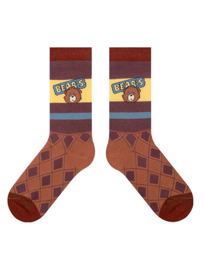 Cute Bear Striped Cotton Socks