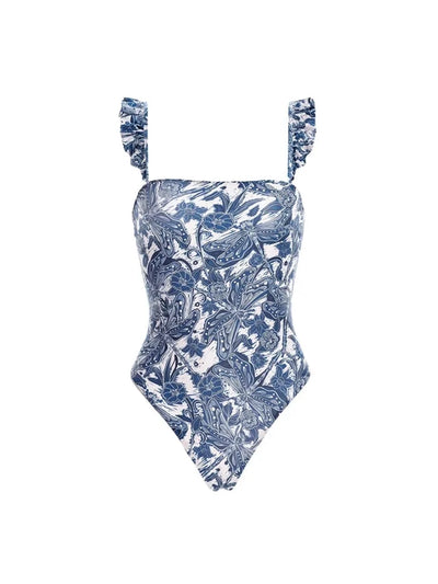 Blue Dragonfly Ruffle One-Piece Swimsuit