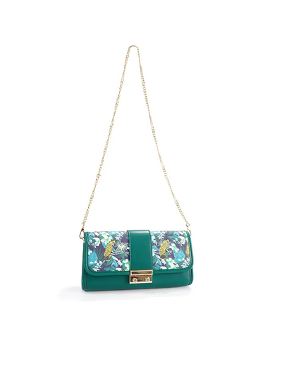 Urban Fashion Emerald Garden Print Barrel Bag