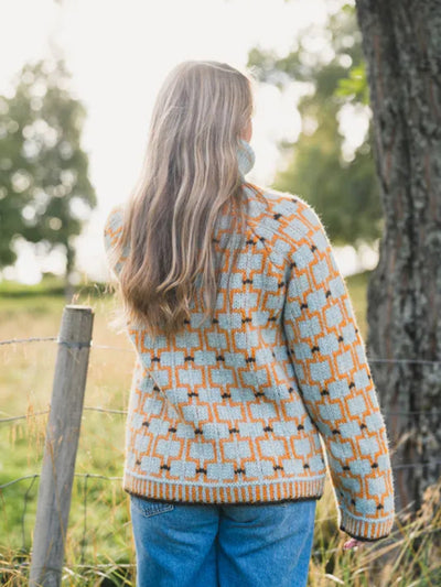 Geometric Patterned Turtleneck Sweater
