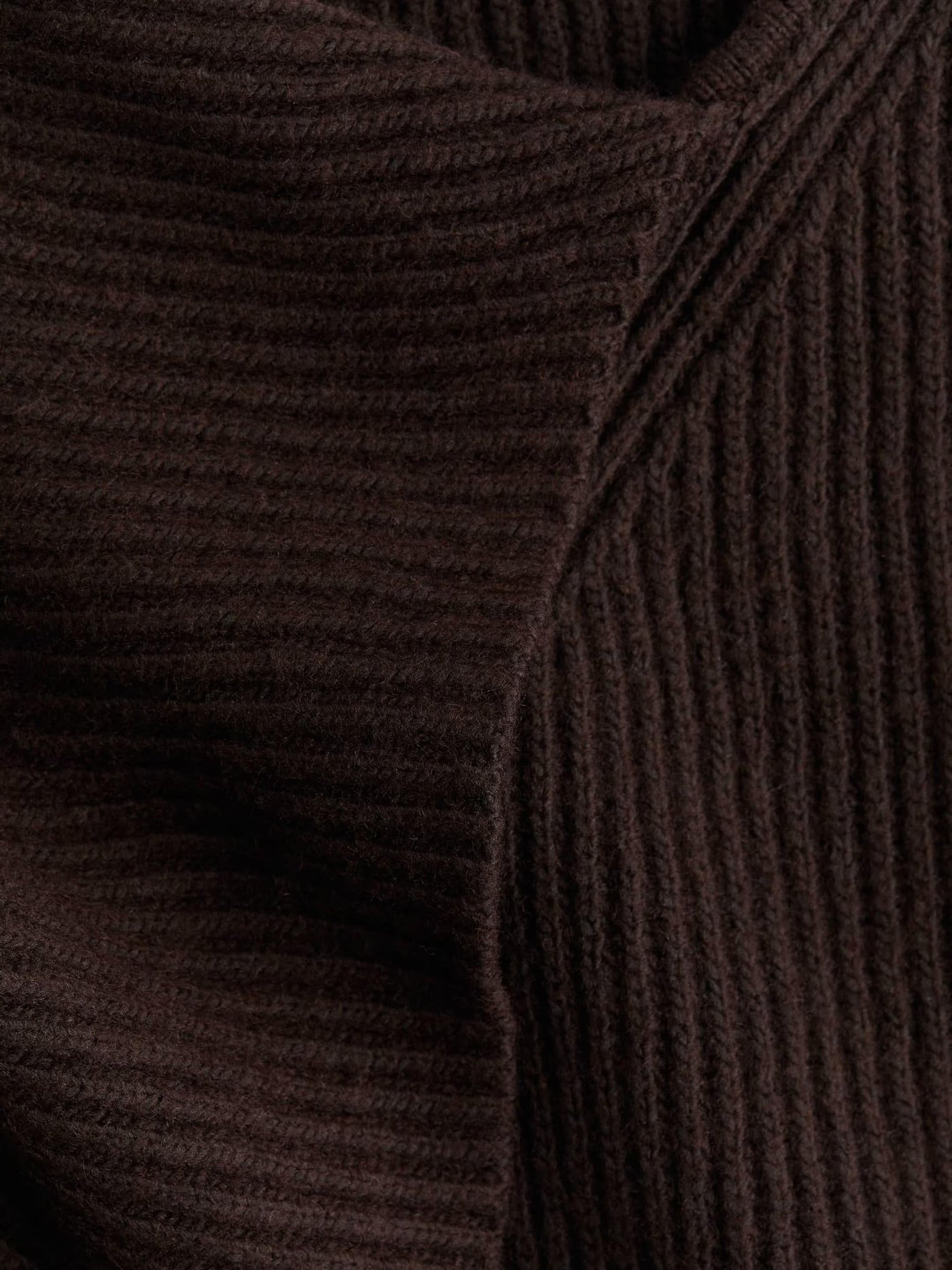 Loose Rib-Knit Scarf-Collar Sweater